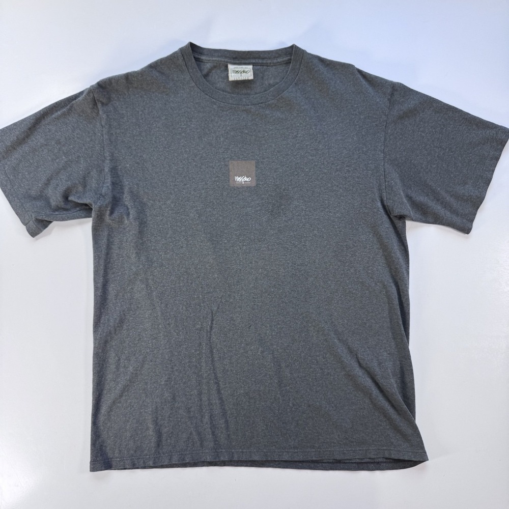 Vintage MOSSIMO Short Sleeve Box Logo T-Shirt Mens Medium Gray Made in USA 90s